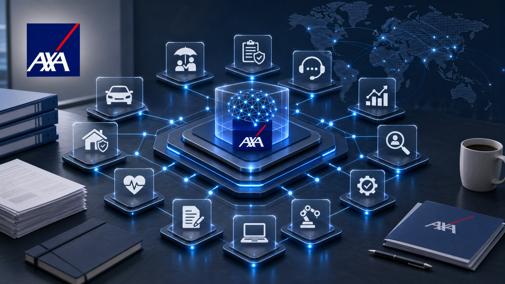 AXAの400ユースケースと共通プラットフォーム戦略の図解