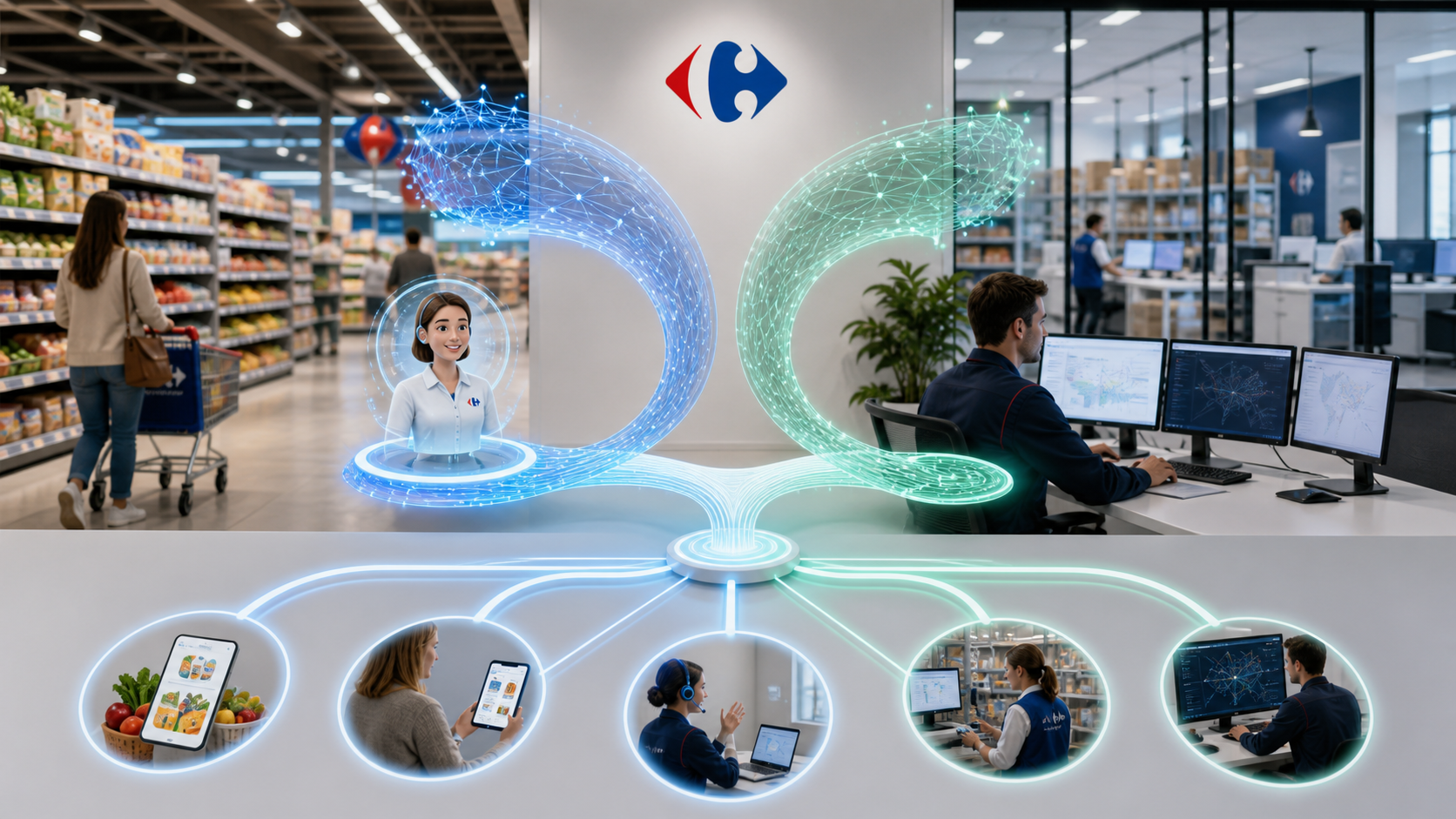 事例3：Carrefourのマルチベンダー戦略 – Hoplaと社内AIプラットフォームの併走の図解