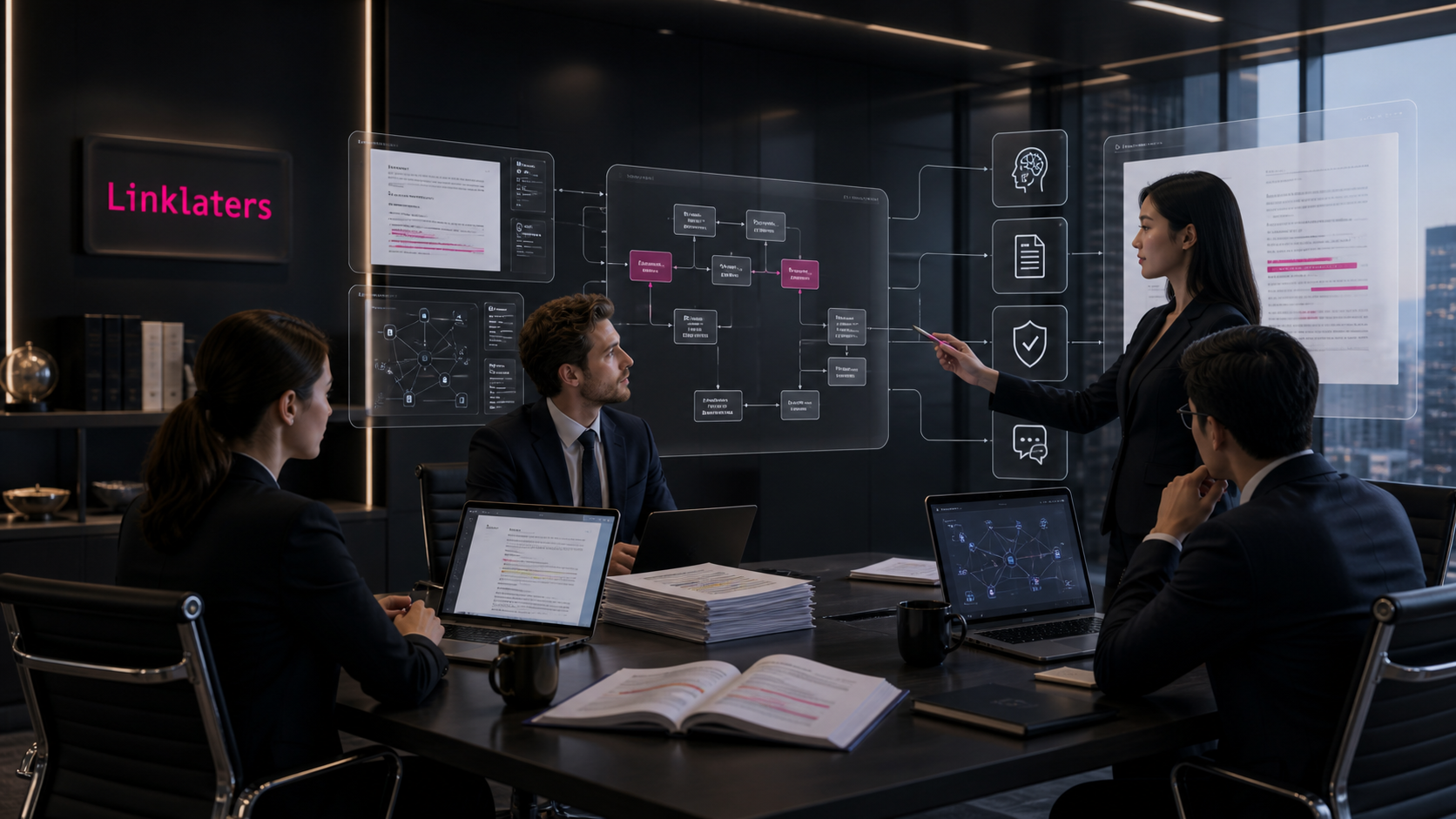 事例6：Linklaters｜20人のApplied Intelligence部門で個別ワークフローに寄せるの図解
