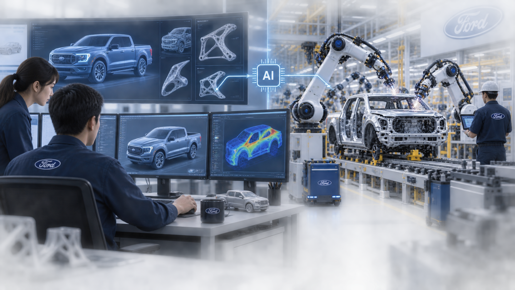 事例5：Ford｜開発設計期間の短縮とロボット×AIの現場適用の図解