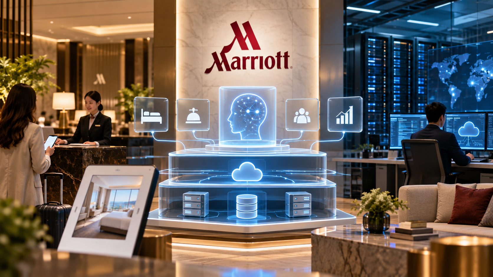 事例2：Marriott｜11億ドル規模のIT再構築でAIエージェント時代の土台を作るの図解