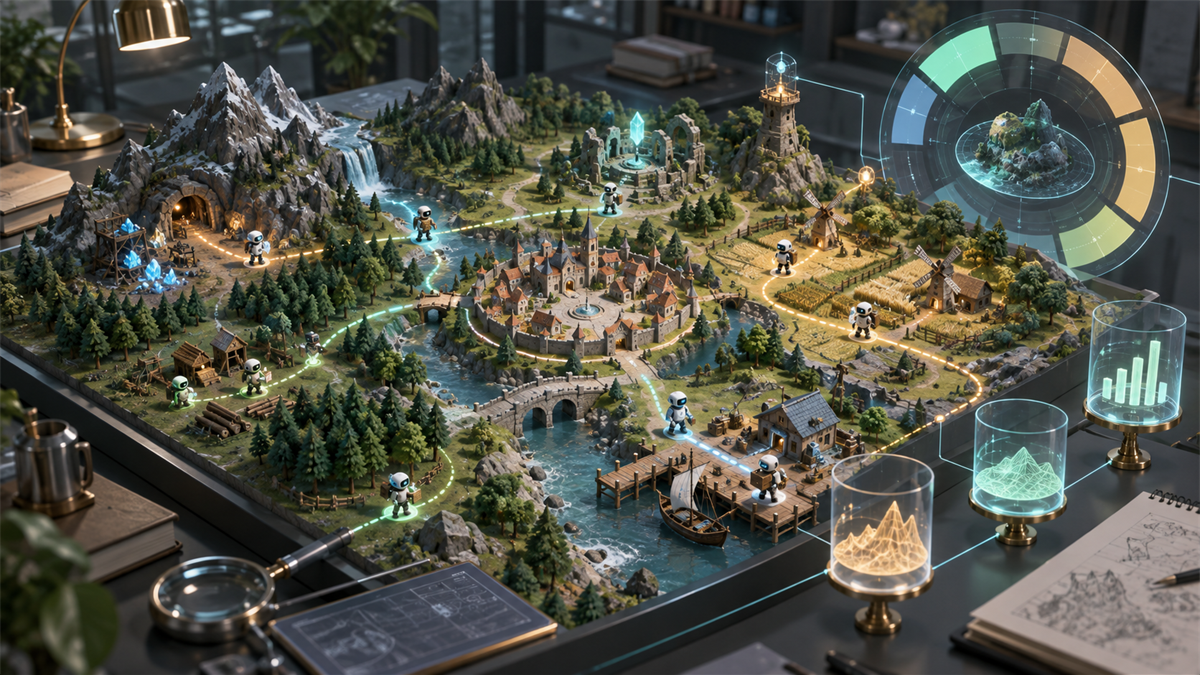 提案手法：MMORPGサンドボックスとCCE指標の図解